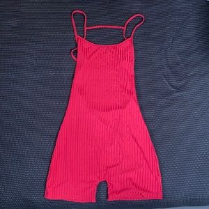 Red Silk Backless Romper